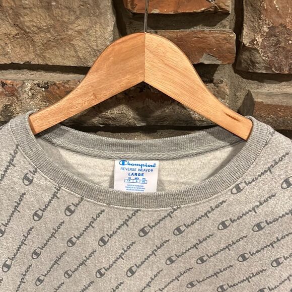 Champion Reverse Weave Grey AOP Crewneck Sweatshirt - Picture 2 of 6